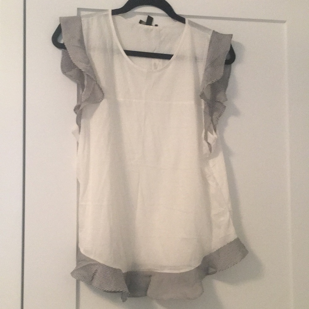 J. Crew Ruffle sleeve & hem top
